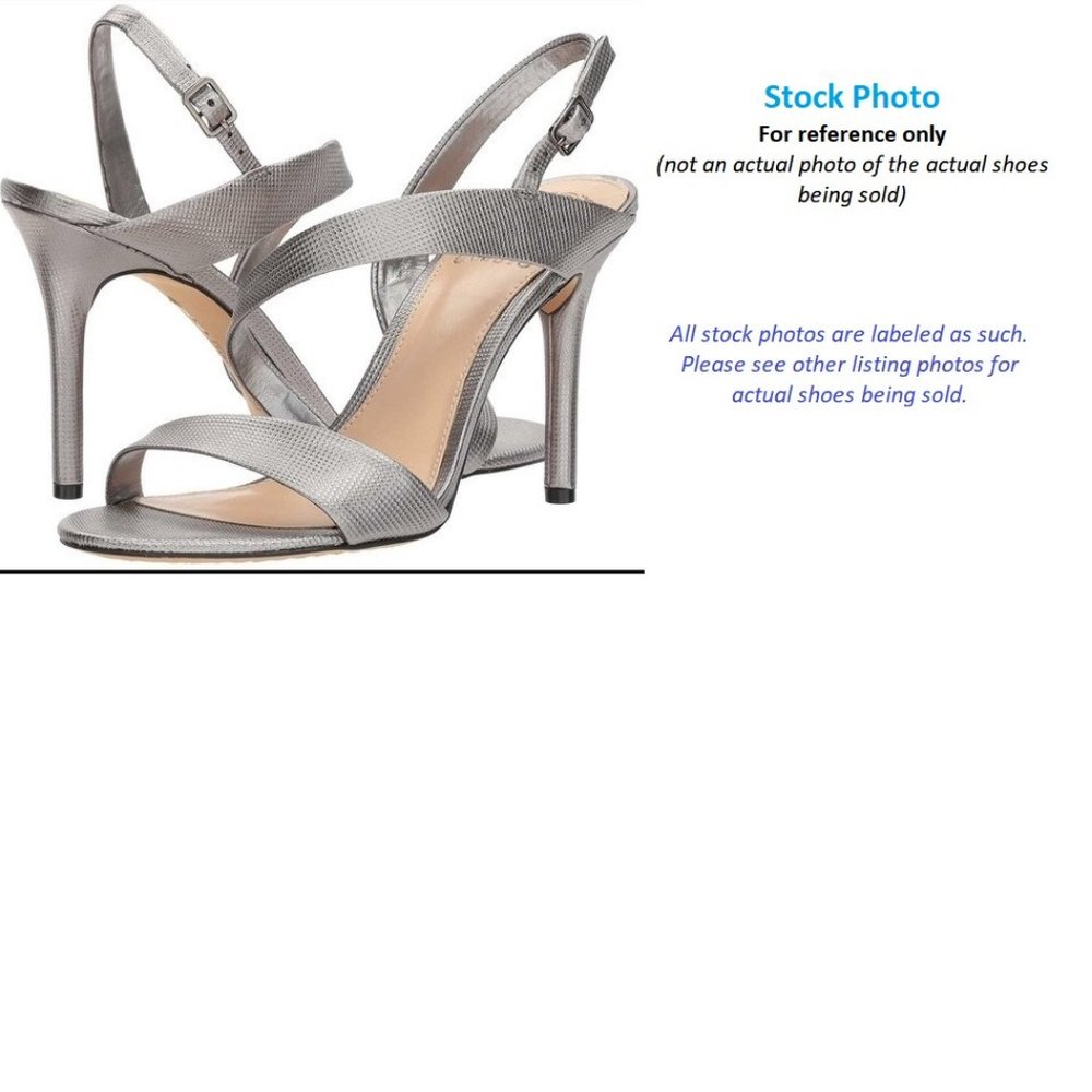 Vince Camuto COSTINA Gunmetal Silver Embossed Sandal Heels